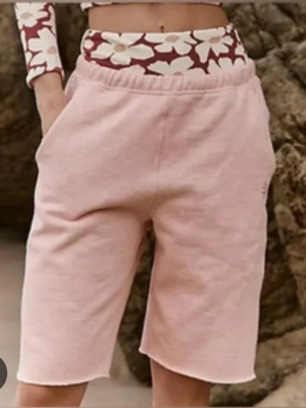 Free People Soft Pink Mid-Length Elastic Waist Shorts